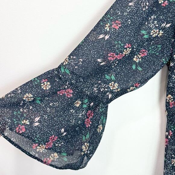 Eloquii Tie Neck Flare Sleeve Dress Blue Floral NWT size 24 - Picture 6 of 8